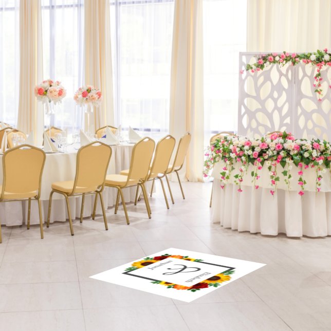 Sunset Sunflower Rose Floral Wedding Floor Decals (Dinner)
