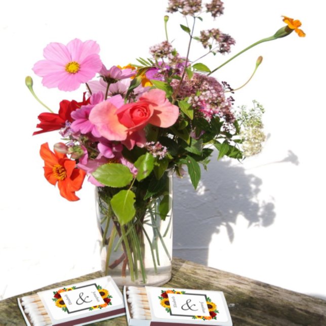 Sunset Sunflower Rose Floral Wedding Matchboxes (Creator Uploaded)