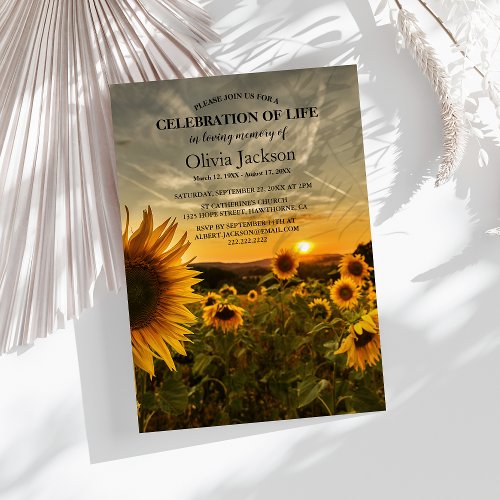 Sunset  Sunflowers  In Loving Memory Invitation