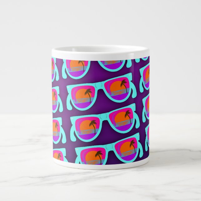 Sunset Sunglasses Awesome Retro Fun Pattern Giant Coffee Mug (Front)