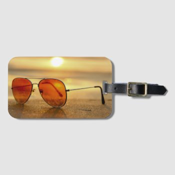 Sunset Sunglasses Beach Photo Luggage Tag by beachcafe at Zazzle