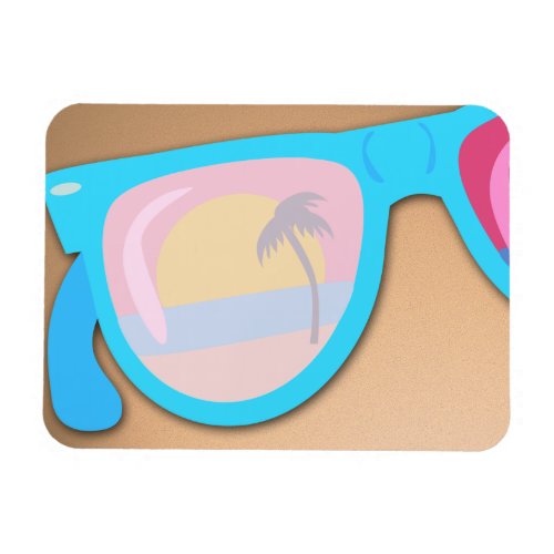 Sunset Sunglasses Cool Fun Retro Illustration Magnet