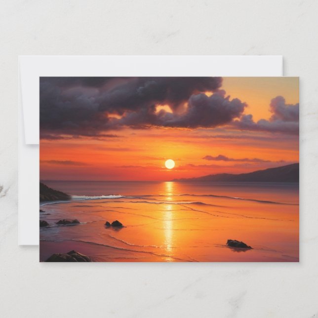 Sunset Sunrise Breath Taking Ocean Beach Waves  Holiday Card (Front)