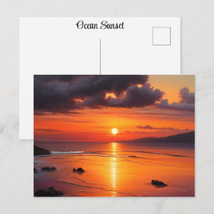 Sunset Sunrise Breath Taking Ocean Beach Waves Postcard