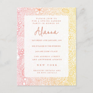 Sunset Sunrise Garden Scene Artist Coral Peach Postcard