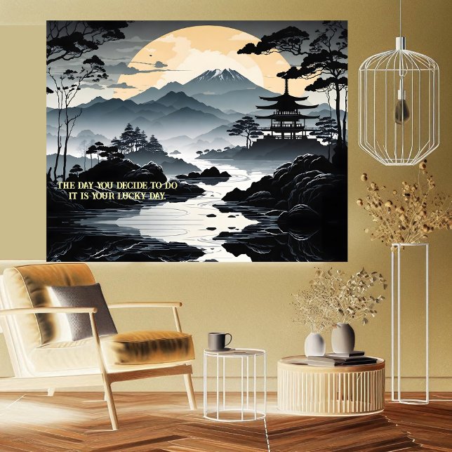 Sunset Sunrise Inspiration Mt Fuji Japanese Quote  Acrylic Print (Sunset Sunrise Inspiration Mt Fuji Japanese Quote Acrylic Print)