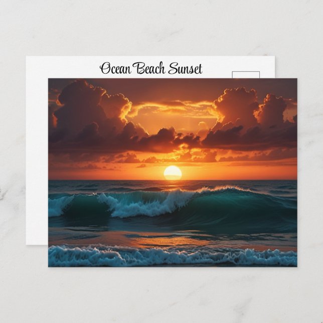 Sunset Sunrise Ocean Beach Waves Breath Taking Postcard (Front/Back)