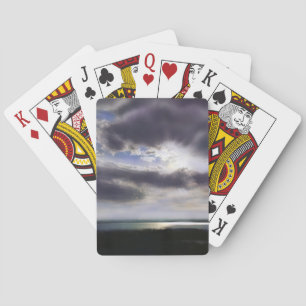 Sunset sunset over the lake watercolor painting poker cards