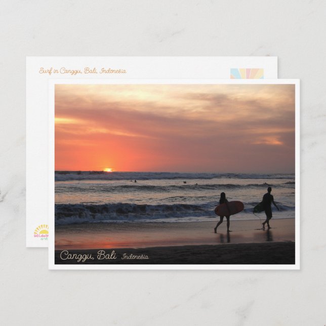 Sunset Surf Beach Bali Indonesia Postcard (Front/Back)