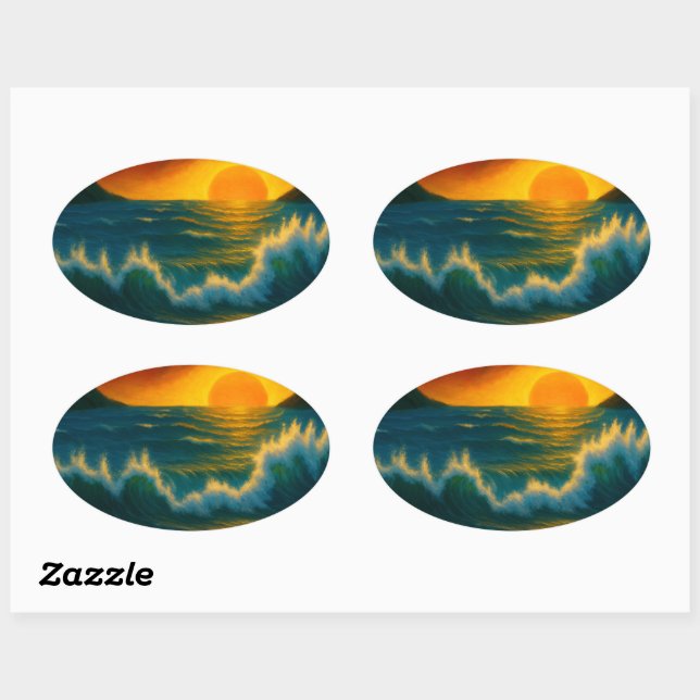 Sunset Surf – Bold Ocean Wave Art Sticker (Sheet)