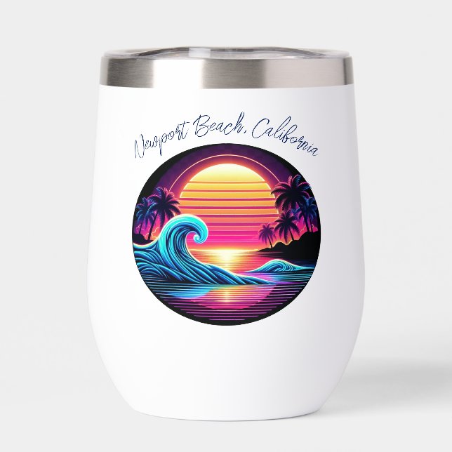 Sunset Surf Glow Thermal Wine Tumbler (Back)