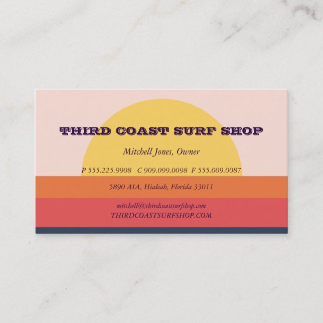 Sunset Surf Shop Professional Business Business Card (Front)
