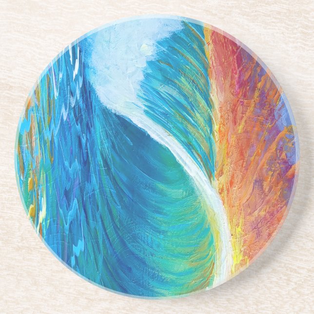 Sunset Surf Wave Medium (50" x 60") Tapestry Coaster (Front)