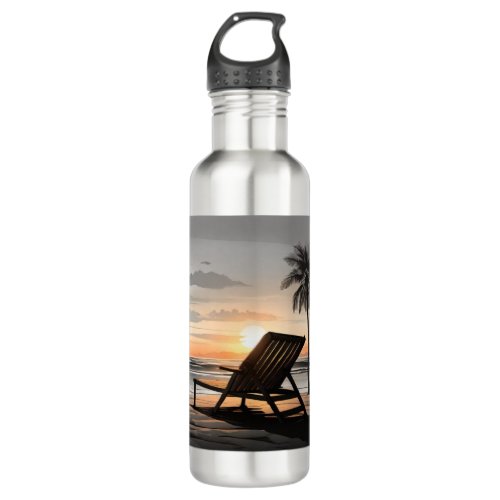 Sunset Surfboard Beach Bottle _ Coastal Adventure