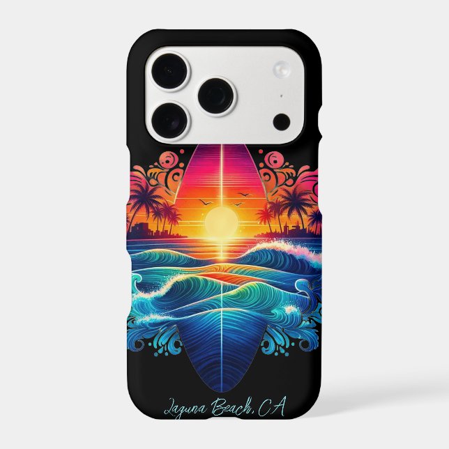 Sunset Surfboard Curls- Iphone Case (Back)
