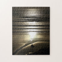Sunset surfer at Polzeath Jigsaw Puzzle