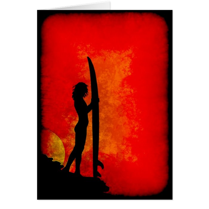 Sunset Surfer Girl Cards