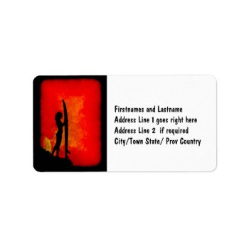 Sunset Surfer Girl Label by RetroZone at Zazzle