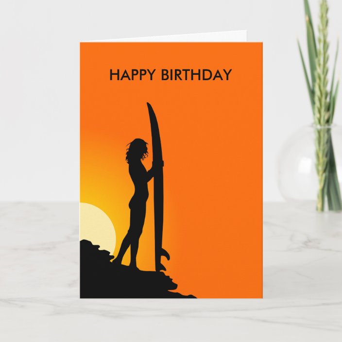 Surfer In The Sunset Birthday Card male card Have A Great Day Happy Birthday