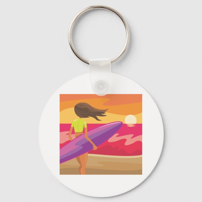 Sunset surfer keychain (Front)