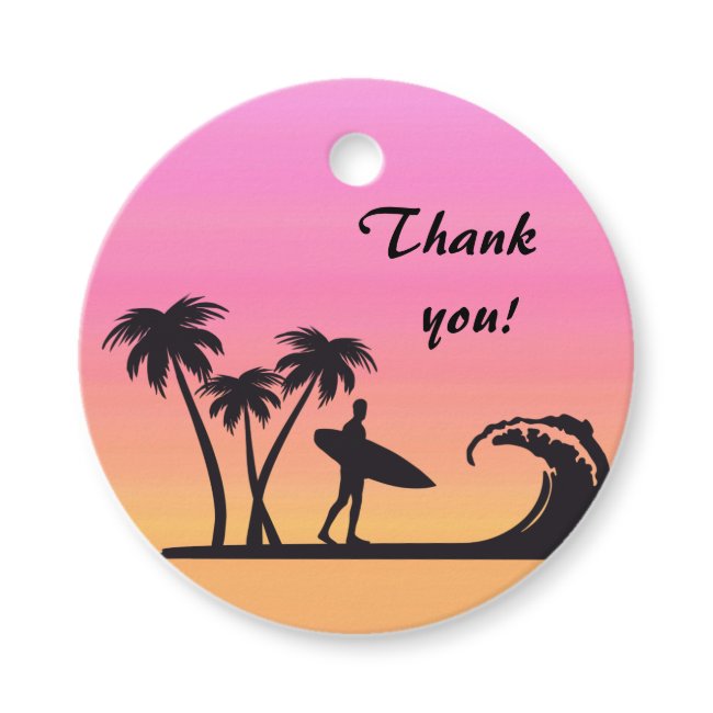 Sunset Surfer Orange and Pink Thank You Favor Tags