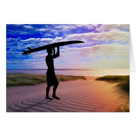 Sunset Surfer Sand & Clouds Cards (Front Horizontal)