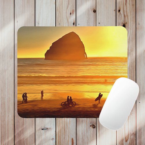 Sunset Surfing and Biking Cape Kiwanda Oregon Mouse Pad