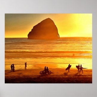 Sunset Surfing and Biking Cape Kiwanda Oregon 