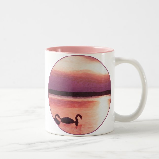Sunset Swans Two-Tone Coffee Mug (Right)