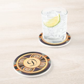 Sunset Swirl Monogrammed Art Coaster