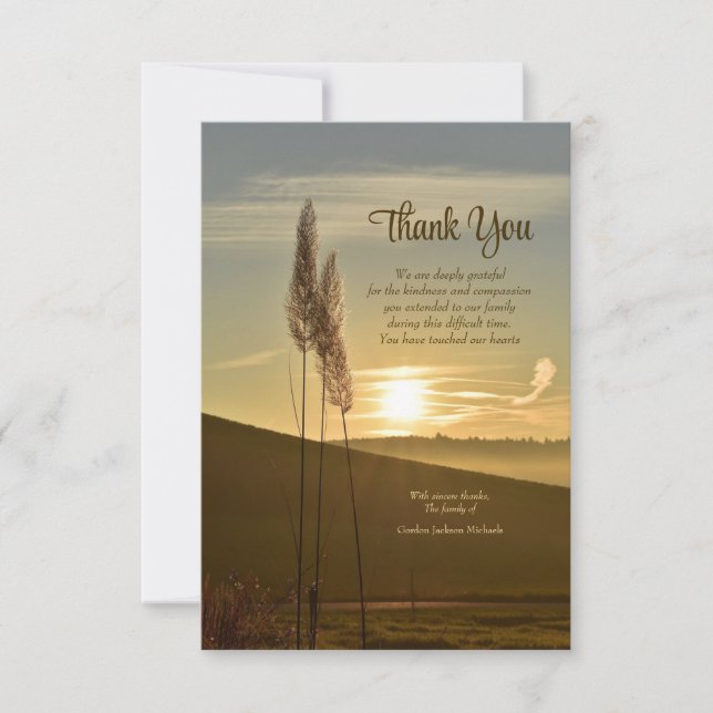 Sunset Sympathy Thank You Card (Front)