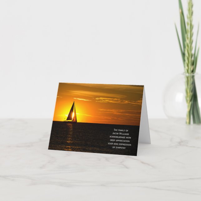 sunset sympathy Thank You from family Card (Front)
