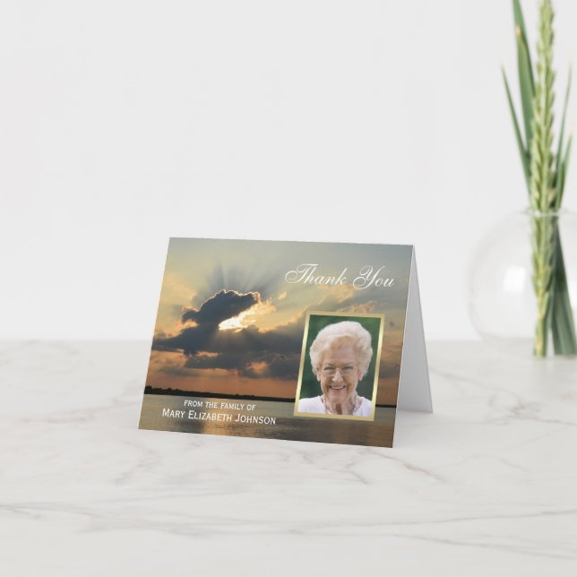 Sunset Sympathy Thank You Note Card Framed Photo (Front)