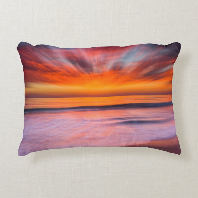Sunset Tamarack Beach | Carlsbad, CA Decorative Pillow (Front)