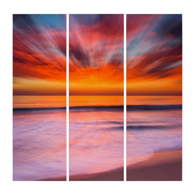 Sunset Tamarack Beach | Carlsbad, CA Triptych (Front)