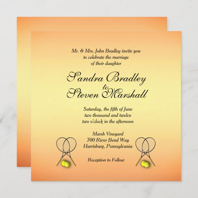 Sunset Tennis Wedding Invitations (Front/Back)