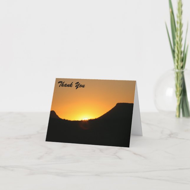 sunset thanks letterpress thank you card (Front)