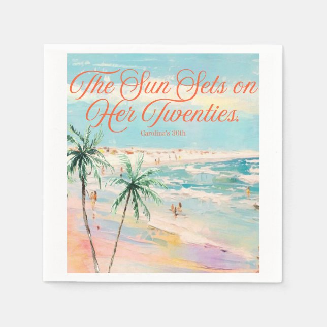 Sunset Themed 30th Birthday  Napkins (Front)