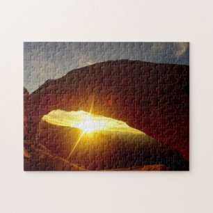 Sunset through Double O Arch, Arches National Park Jigsaw Puzzle