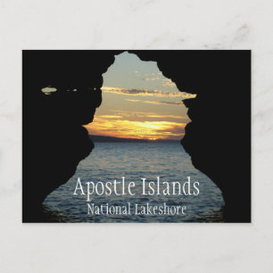 Sunset through Keyhole Arch, Apostle Islands Postcard