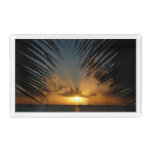 Sunset Through Palm Fronds Tropical Seascape Acrylic Tray