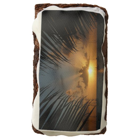 Sunset Through Palm Fronds Tropical Seascape Brownie (Rotated)