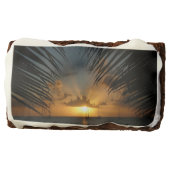 Sunset Through Palm Fronds Tropical Seascape Brownie (Front)