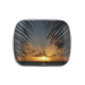 Sunset Through Palm Fronds Tropical Seascape Candy Tin (Top)