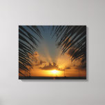 Sunset Through Palm Fronds Tropical Seascape Canvas Print