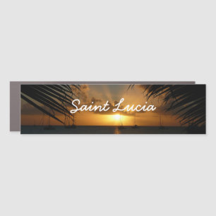 Sunset Through Palm Fronds Tropical Seascape Car Magnet