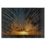 Sunset Through Palm Fronds Tropical Seascape Cutting Board