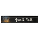 Sunset Through Palm Fronds Tropical Seascape Desk Name Plate