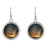 Sunset Through Palm Fronds Tropical Seascape Earrings