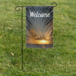 Sunset Through Palm Fronds Tropical Seascape Garden Flag